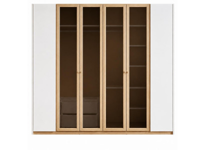 Moderner Kleiderschrank mit Holzrahmen und eleganten Glasfronten
