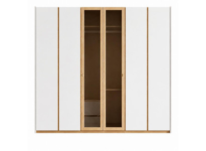 Moderner Kleiderschrank mit eleganten Holzrahmen und Glasfronten