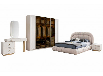 Design Bett+Nachttische Schlafzimmer Komplettes Kleiderschrank Set 6tlg