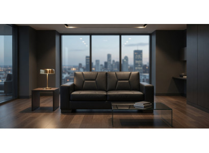 Modernes 3-Sitzer Sofa in Schwarz mit geometrischem Design