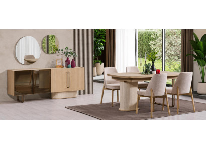 Elegantes Esszimmer Set mit Design Esstisch und 4 Polsterstühlen