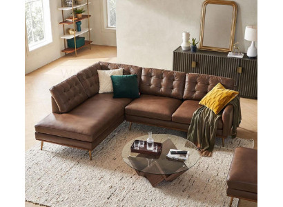 Exklusive Braune Wohnzimmer Garnitur Ecksofa Designer Kommode