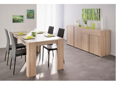Schicke Essgruppe Beiger Esstisch Edle 4x Textilstühle Kommode