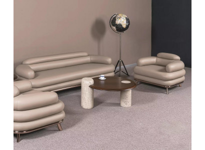 Elegante Couchgarnitur Beiger 3-Sitzer Edler Couchtisch 3tlg Set