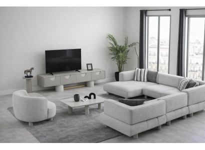 Modernes Graues TV-Lowboard Exklusiver TV-Schrank Wohnzimmer Möbel