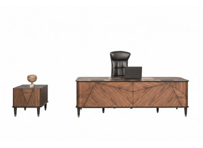 Exklusives Arbeitszimmer-Set Designer Schreibtisch Chefsessel Tisch
