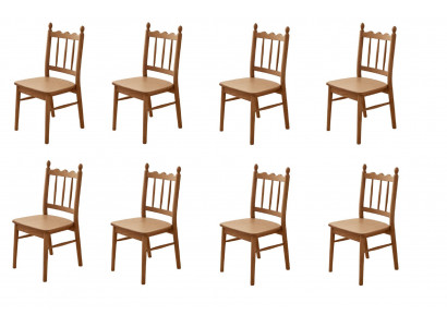Lux Modernes Esszimmer Set 8x Stühle Braun Holz Komfort Design