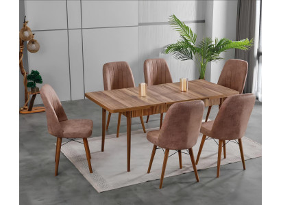 Esszimmer Essgruppen Esstisch Stühle Modern Braun Holz Rechteckig