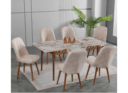 Esszimmer Essgruppen Esstisch Stühle Rechteckig Mramor Weiß Komfort