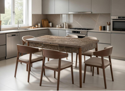 Esstisch Esszimmer Mramor Holz Rechteckig Modern Tisch Braun Stilvoll