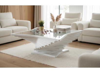 Modern Couchtisch Weiß Bequem Glas Komfort Praktisch Holz Praktisch