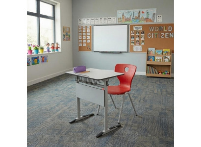 Schulset Modern Ergonomisch Grau Schultisch Rot Stuhl Einzeltisch