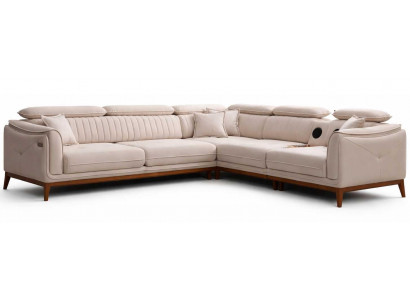 Ecksofa L-Form Beige Modern Designer Elegant Komfortabel Stoff Modular