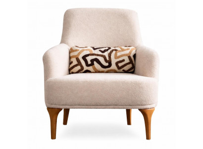 Sessel Moderner Stil Beige Holzrahmen Elegantes Design Weiche Polsterung