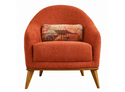 Sessel Moderner Stil Orange Holzrahmen Stoffbezug Bequemer Sessel