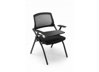 Ergonomischer Seminarstuhl mit faltbarem Tisch und Mesh-Rückenlehne