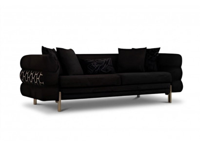 Modernes 4-Sitzer Sofa in Schwarz & Gold