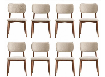 Esstischstühle Set Moderner Stil Beige Holzgestell Elegantes Design