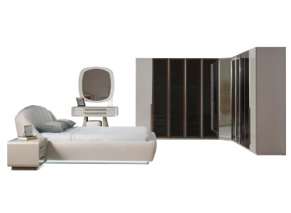 Schlafzimmer-Set Eckschrank Bett Schminktisch Spiegel Moderner Stil
