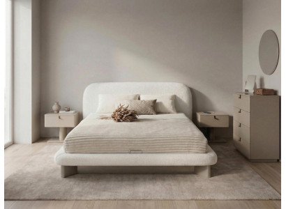 Schlafzimmer Set Bett 2xNachttisch Kommod Moderner Stil Komfortabel