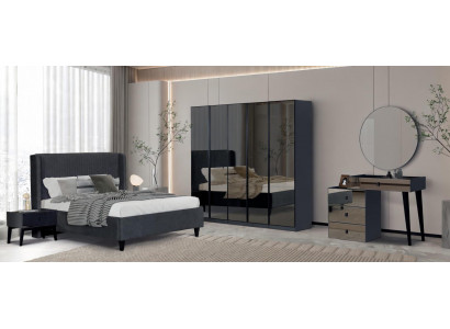 Schlafzimmer-Set  Bett Kleiderschrank Schminktisch 2xNachttisch