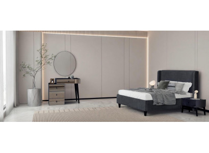 Schlafzimmer-Set  Bett  Schminktisch 2xNachttisch Modern  Schwarz