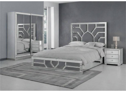 Modernes Schlafzimmer-Set mit Bett, Nachtisch und Kleiderschrank