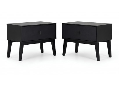 2x Nachttisch Schwarz Modern Stil Bequem Holz Stilvoll Ästhetisch