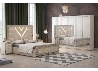 Schlafzimmer-Set 4-tlg. – stilvolles Bett, Schrank & 2 Nachttische