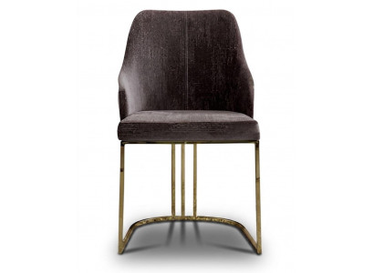 Design Polsterstuhl Dunkelbraun/Gold