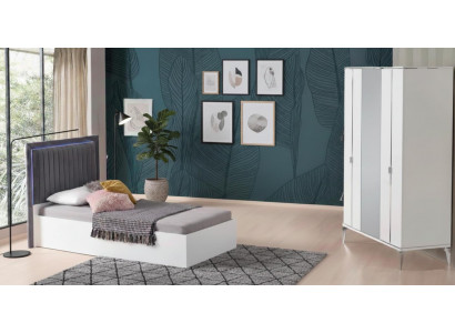 Modernes Jugendzimmer-Set 2-tlg. – Bett & Kleiderschrank im Design