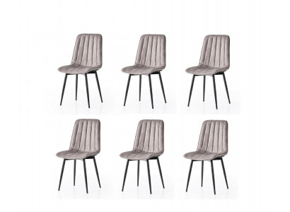 Esszimmer-Set 6x Stuhl Weich Bequem Modern Komfortabel Grau Stilvoll