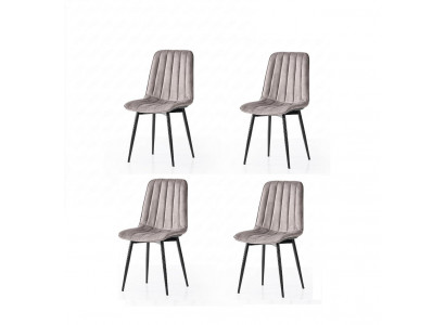 Esszimmer-Set 4x Stuhl Weich Bequem Moderner  Komfortabel Grau