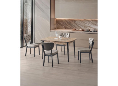 Esszimmer-Set Esstisch 4x Stuhl  Braun Holz Komfortabel Modern