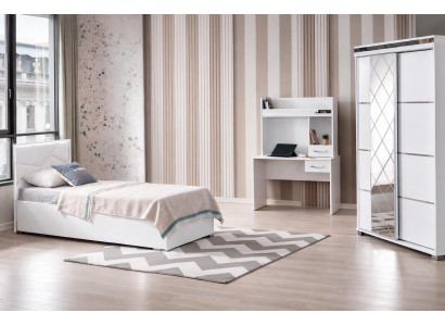 Modernes 3-teiliges Jugendzimmer-Set mit Bett, Schrank und Schreibtisch