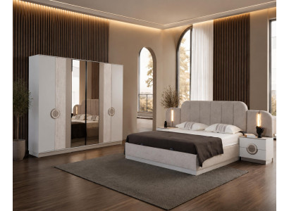 Modernes Schlafzimmer Set Bett 2 Nachttische Kleiderschrank Schminktisch
