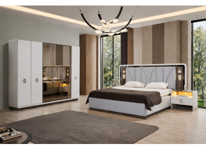Modernes Schlafzimmer Set Bett 2x Nachttische Kleiderschrank Schminktisch