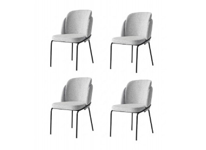 Stuhl-Set 4x Stuhl Grau Bequem Modern Stilvoll Stoff Weich Klassisch