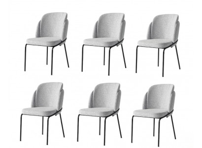 Stuhl-Set 6x Stuhl Grau Bequem Modern Stilvoll Weich Klassisch