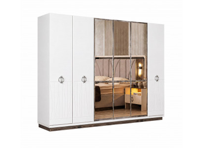 Moderner Holzschrank Designer Glastüren Schlafzimmer Kleiderschrank