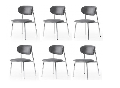 Stuhl-Set 6x Stuhl Grau Bequem Modern Stilvoll Weich Klassisch