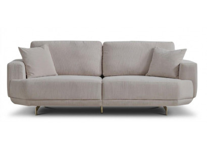 Modernes 3-Sitzer Sofa Beige Elegante Couch in Cord-Optik