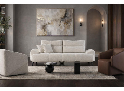 3 Sitzer Sofa 2x Sessel Wohnzimmer Stil modern Farbe weiß neu praktisch