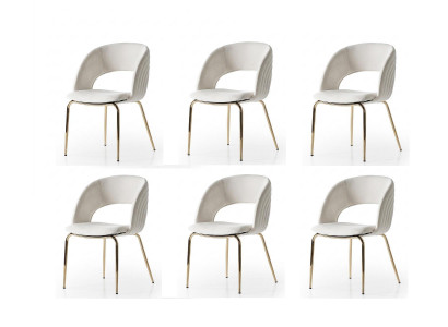 Stuhl-Set 6x Stuhl Beige Bequem Modern Stilvoll Weich Klassisch