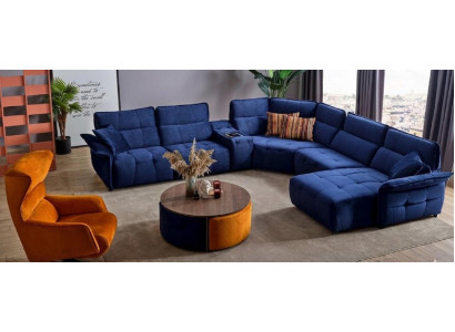 Modernes U-Ecksofa Set mit Sessel und Couchtisch Sofa