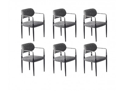 Stuhl-Set 6x Stuhl Grau Bequem Modern Stilvoll Weich Klassisch