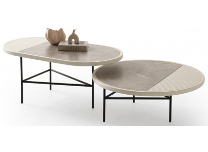 Elegant  Modern Couchtische Beige Rund Oval Stilvoll Luxus Neu Komfort