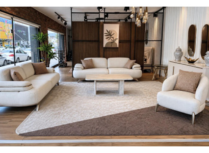 Sofa Set 2x 3 Sitzer 1x Sessel Modern Weiß Edel Wohnzimmer Garnitur