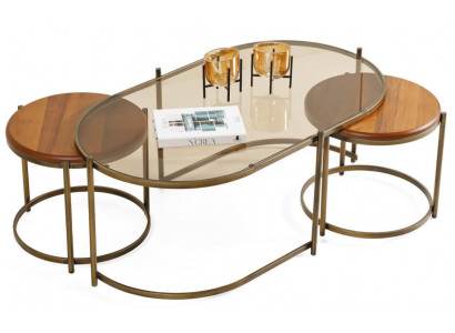 Modern Couchtisch Wohnzimmer Luxus Lounge Glas Exklusiv Komfort Holz