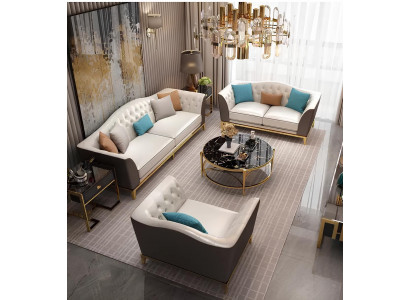 Garnitur Couch Polster Leder Sofa Couchen Polster Sitz Garnituren 3+2+1 Designer